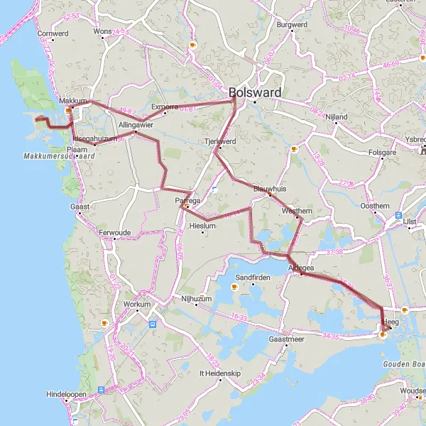 Map miniature of "Gravel Adventure along the Frisian Coast" cycling inspiration in Friesland (NL), Netherlands. Generated by Tarmacs.app cycling route planner