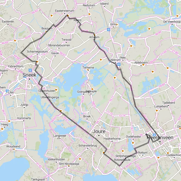 Miniatuurkaart van de fietsinspiratie "Waterrijk Friesland Route" in Friesland (NL), Netherlands. Gemaakt door de Tarmacs.app fietsrouteplanner