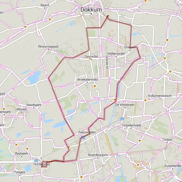Map miniature of "Short and Sweet" cycling inspiration in Friesland (NL), Netherlands. Generated by Tarmacs.app cycling route planner