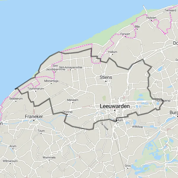 Map miniature of "The Friesland Loop" cycling inspiration in Friesland (NL), Netherlands. Generated by Tarmacs.app cycling route planner