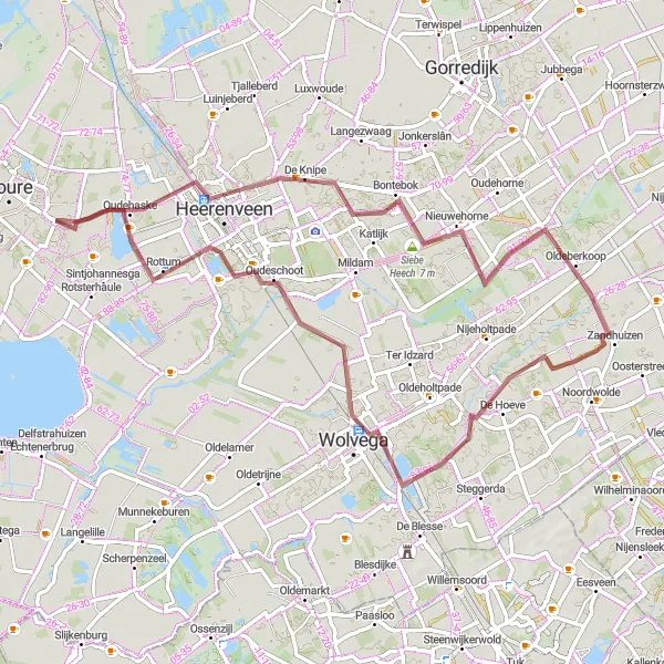 Map miniature of "The Countryside Escape" cycling inspiration in Friesland (NL), Netherlands. Generated by Tarmacs.app cycling route planner