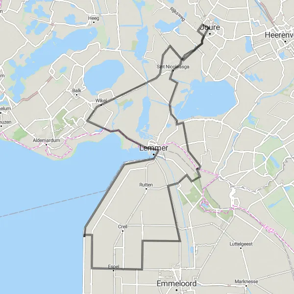 Miniatuurkaart van de fietsinspiratie "Sint Nicolaasga naar Sloten Route" in Friesland (NL), Netherlands. Gemaakt door de Tarmacs.app fietsrouteplanner
