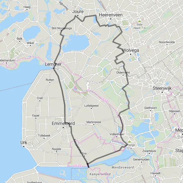 Map miniature of "Challenging Road Cycling Route with Spectacular Views" cycling inspiration in Friesland (NL), Netherlands. Generated by Tarmacs.app cycling route planner