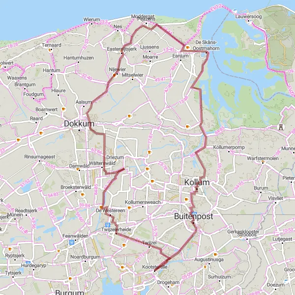 Map miniature of "Exploring Hidden Gem Gravel Routes" cycling inspiration in Friesland (NL), Netherlands. Generated by Tarmacs.app cycling route planner