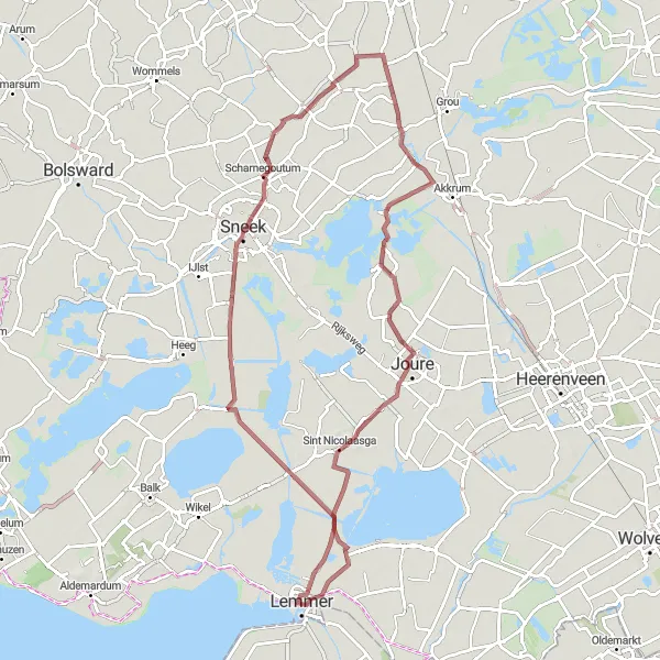 Miniatuurkaart van de fietsinspiratie "Off-road avontuur in Friesland" in Friesland (NL), Netherlands. Gemaakt door de Tarmacs.app fietsrouteplanner