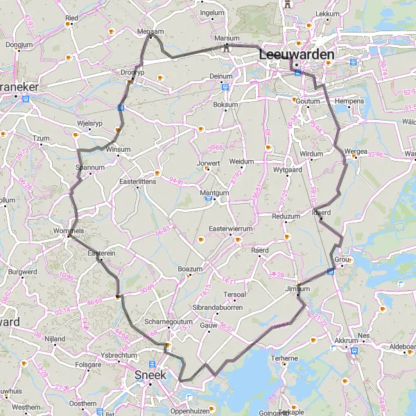 Map miniature of "Scenic Road Ride" cycling inspiration in Friesland (NL), Netherlands. Generated by Tarmacs.app cycling route planner