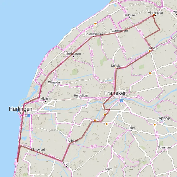 Miniatuurkaart van de fietsinspiratie "Grindroute naar Sexbierum" in Friesland (NL), Netherlands. Gemaakt door de Tarmacs.app fietsrouteplanner