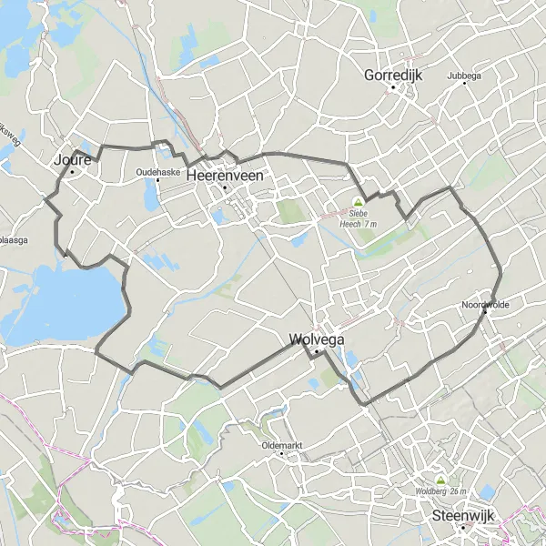 Miniatuurkaart van de fietsinspiratie "Historische route rond Noordwolde" in Friesland (NL), Netherlands. Gemaakt door de Tarmacs.app fietsrouteplanner