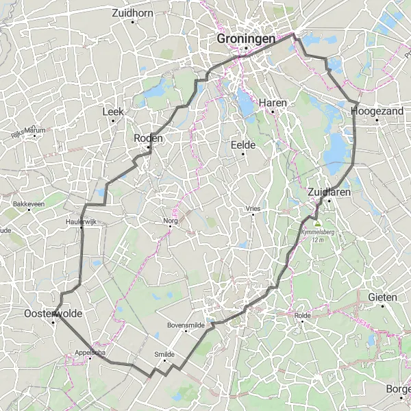 Miniatuurkaart van de fietsinspiratie "Verkenning van Amerika en Appelscha" in Friesland (NL), Netherlands. Gemaakt door de Tarmacs.app fietsrouteplanner