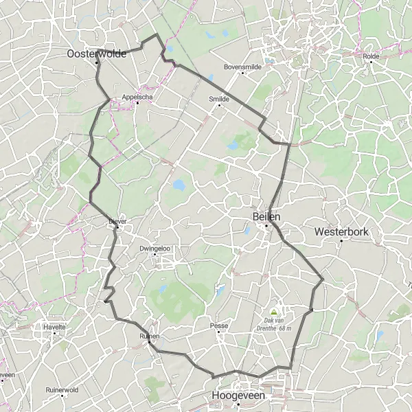 Map miniature of "The Countryside Escape" cycling inspiration in Friesland (NL), Netherlands. Generated by Tarmacs.app cycling route planner