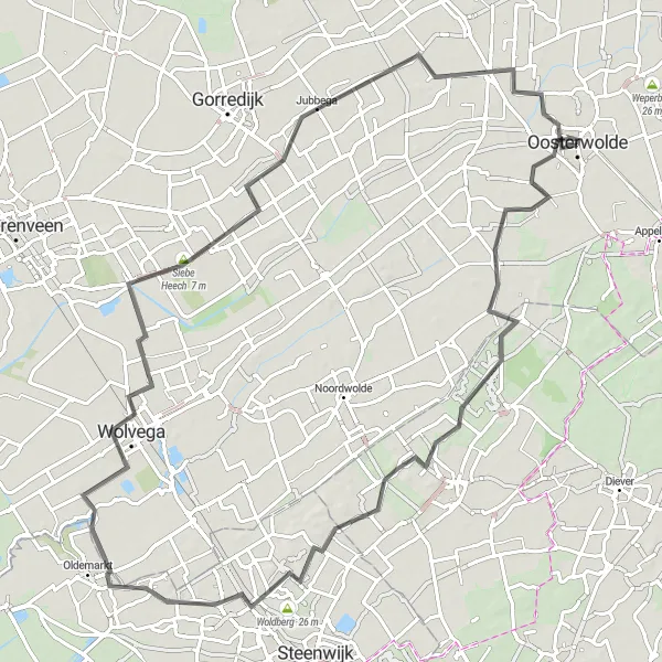 Miniatuurkaart van de fietsinspiratie "Friesland uitkijktoren en natuurlijke schoonheid" in Friesland (NL), Netherlands. Gemaakt door de Tarmacs.app fietsrouteplanner