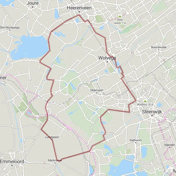 Map miniature of "Around Wolvega: Woods and Waters" cycling inspiration in Friesland (NL), Netherlands. Generated by Tarmacs.app cycling route planner