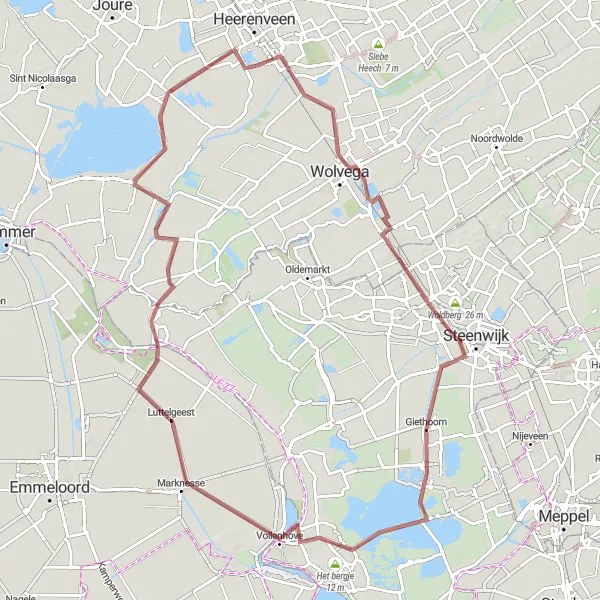 Map miniature of "Discover the Lakes of Friesland" cycling inspiration in Friesland (NL), Netherlands. Generated by Tarmacs.app cycling route planner