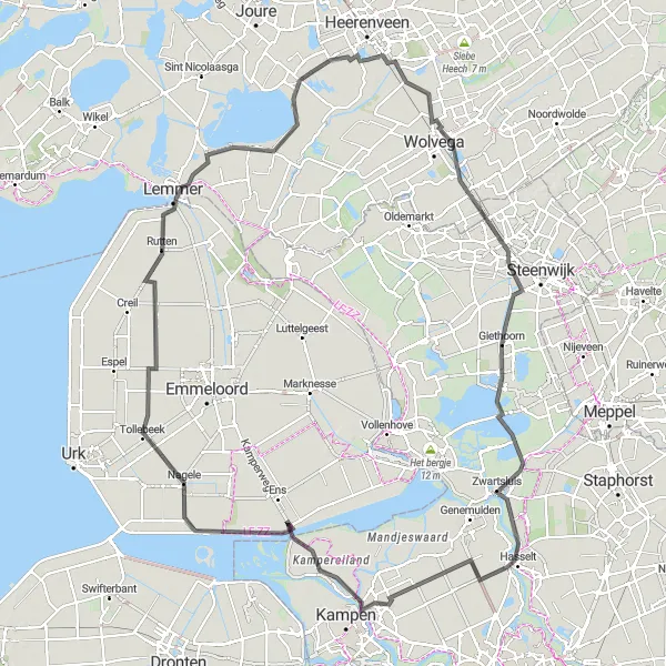 Map miniature of "Exploring Friesland: Waters and Windmills" cycling inspiration in Friesland (NL), Netherlands. Generated by Tarmacs.app cycling route planner