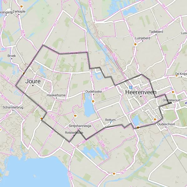 Map miniature of "Ouwsterhaule Ride" cycling inspiration in Friesland (NL), Netherlands. Generated by Tarmacs.app cycling route planner