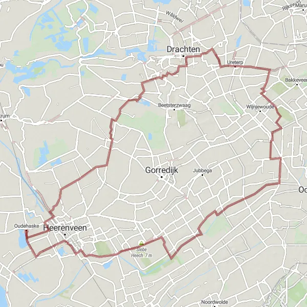 Map miniature of "Scenic Gravel Pathways Exploration" cycling inspiration in Friesland (NL), Netherlands. Generated by Tarmacs.app cycling route planner