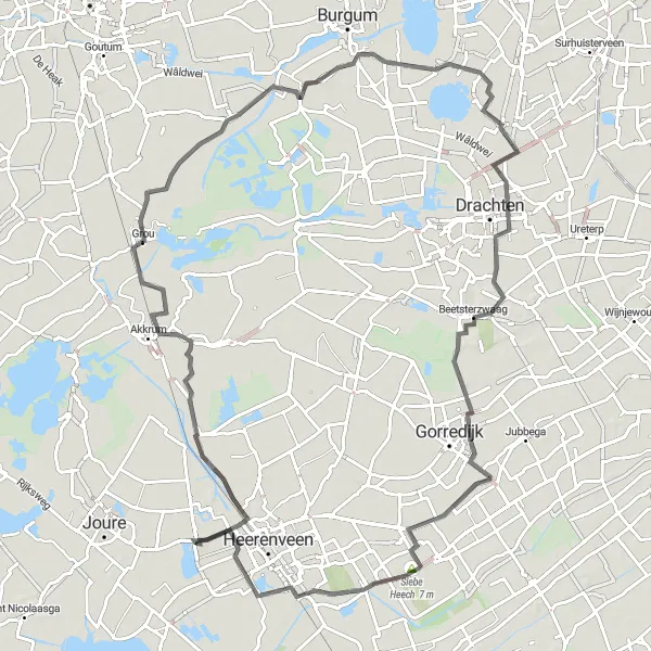 Map miniature of "Nijehaske to Oudehaske" cycling inspiration in Friesland (NL), Netherlands. Generated by Tarmacs.app cycling route planner