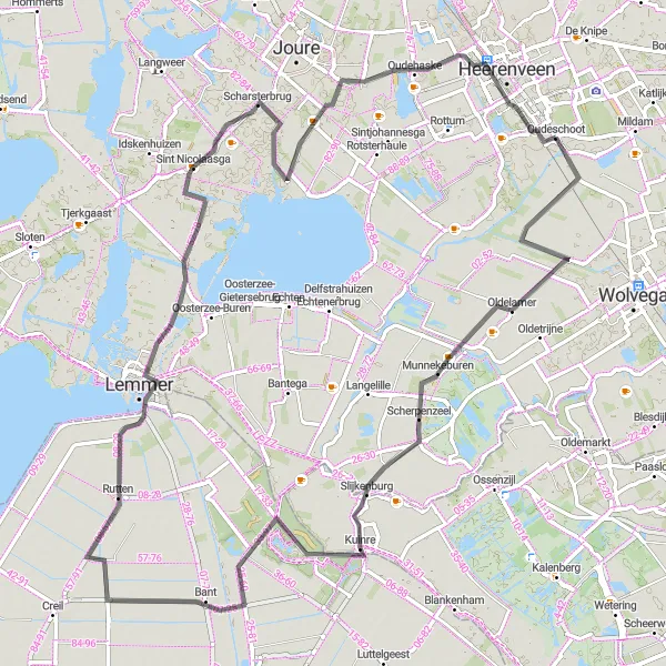 Map miniature of "Cycling through Scherpenzeel and Haskerhorne" cycling inspiration in Friesland (NL), Netherlands. Generated by Tarmacs.app cycling route planner