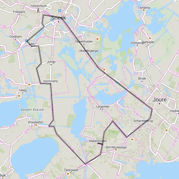 Map miniature of "Historic Villages and Scenic Routes" cycling inspiration in Friesland (NL), Netherlands. Generated by Tarmacs.app cycling route planner