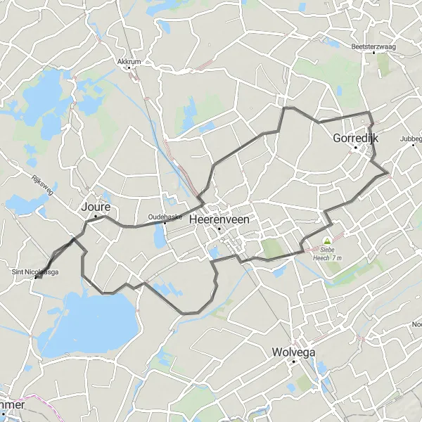 Map miniature of "The Lake District Road Adventure" cycling inspiration in Friesland (NL), Netherlands. Generated by Tarmacs.app cycling route planner