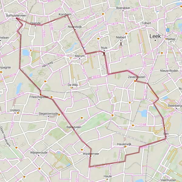 Map miniature of "Hidden Gem Gravel Route" cycling inspiration in Friesland (NL), Netherlands. Generated by Tarmacs.app cycling route planner