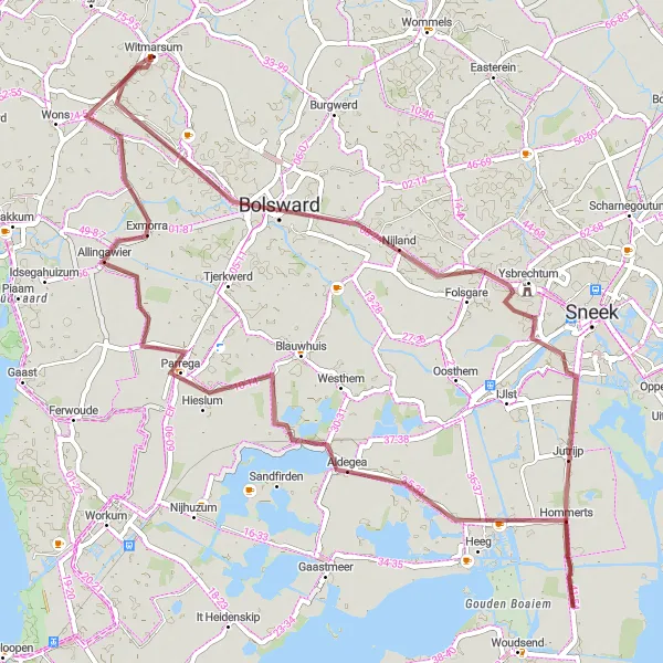 Miniatuurkaart van de fietsinspiratie "Ontdek de verborgen schatten van Zuidwest-Friesland" in Friesland (NL), Netherlands. Gemaakt door de Tarmacs.app fietsrouteplanner