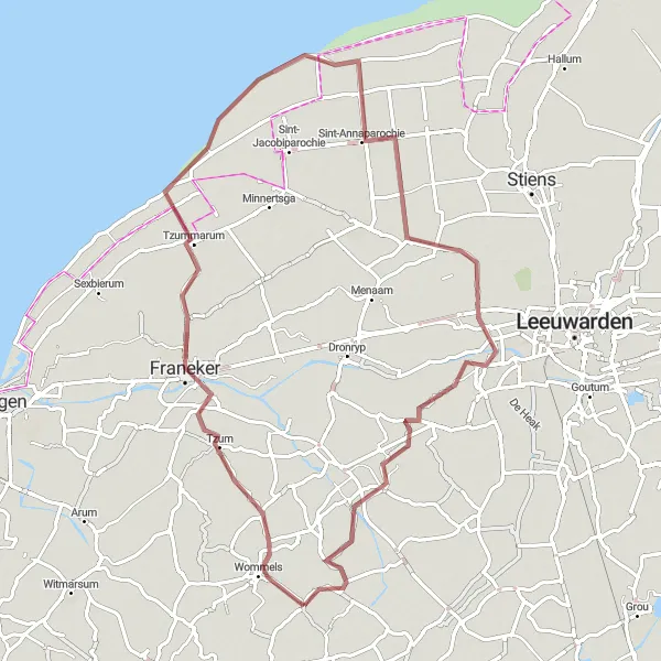 Map miniature of "West Frisian Excursion Gravel Tour" cycling inspiration in Friesland (NL), Netherlands. Generated by Tarmacs.app cycling route planner