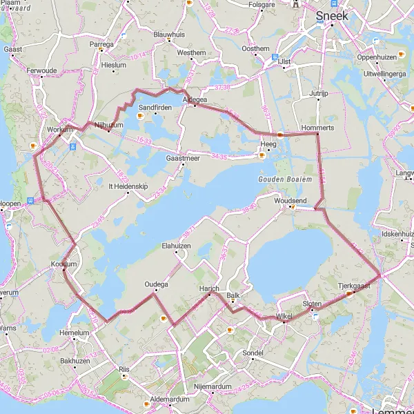 Map miniature of "Gravel Gem" cycling inspiration in Friesland (NL), Netherlands. Generated by Tarmacs.app cycling route planner