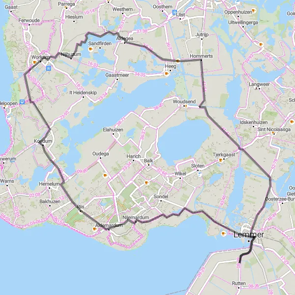 Map miniature of "Picturesque Countryside" cycling inspiration in Friesland (NL), Netherlands. Generated by Tarmacs.app cycling route planner