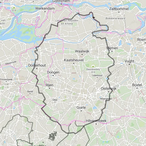 Map miniature of "Aalst to Aalst Scenic Route" cycling inspiration in Gelderland, Netherlands. Generated by Tarmacs.app cycling route planner