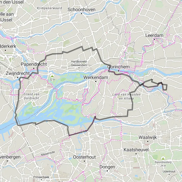 Map miniature of "Aalst to Poederoijen Route" cycling inspiration in Gelderland, Netherlands. Generated by Tarmacs.app cycling route planner
