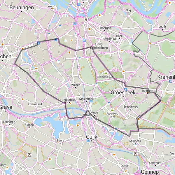 Map miniature of "Landstichting Loop" cycling inspiration in Gelderland, Netherlands. Generated by Tarmacs.app cycling route planner