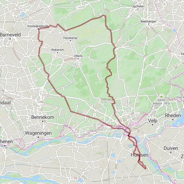 Miniatuurkaart van de fietsinspiratie "Gravelroute Huissen - Arnhem" in Gelderland, Netherlands. Gemaakt door de Tarmacs.app fietsrouteplanner