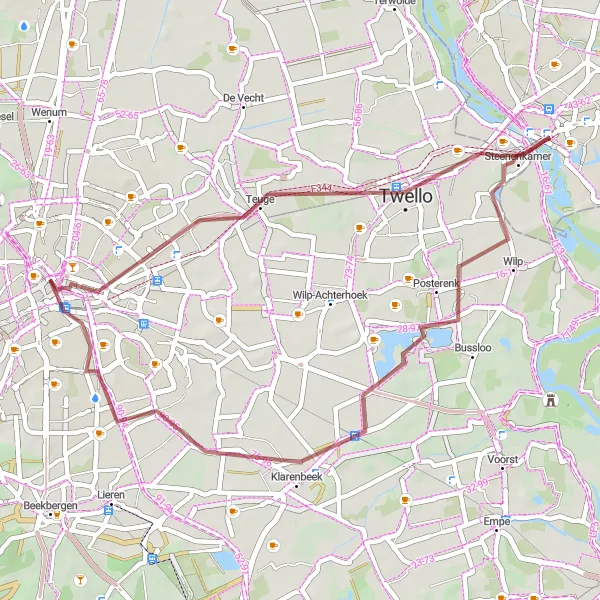 Map miniature of "Scenic Gravel Loop from Apeldoorn" cycling inspiration in Gelderland, Netherlands. Generated by Tarmacs.app cycling route planner