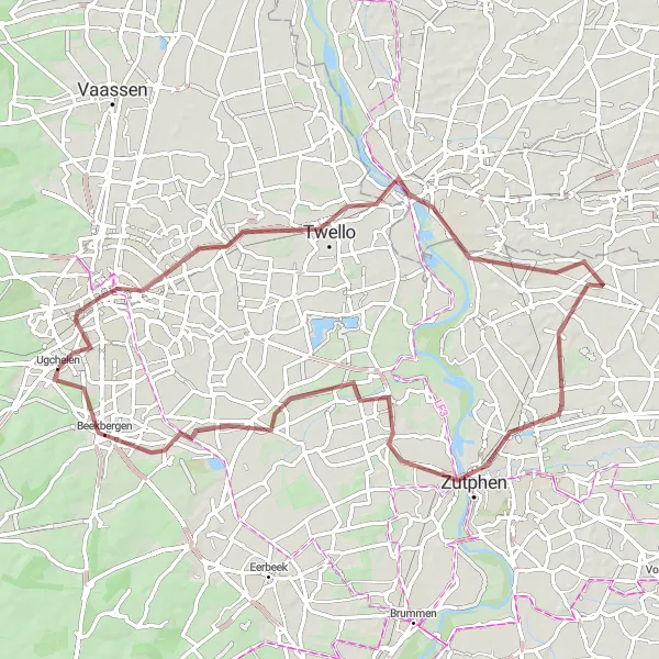 Map miniature of "Gravel Grinder through Apeldoorn and Deventer" cycling inspiration in Gelderland, Netherlands. Generated by Tarmacs.app cycling route planner