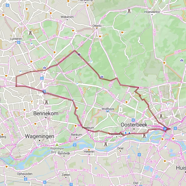 Map miniature of "Gravel Adventure through Woodlands" cycling inspiration in Gelderland, Netherlands. Generated by Tarmacs.app cycling route planner