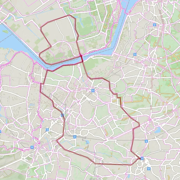 Miniatuurkaart van de fietsinspiratie "Gravel Avontuur langs Stoutenburg en Nijkerkernauw" in Gelderland, Netherlands. Gemaakt door de Tarmacs.app fietsrouteplanner