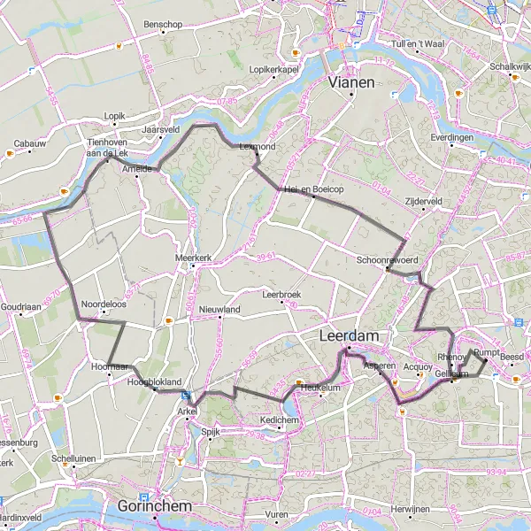 Map miniature of "Rural Serenity and Small Delights" cycling inspiration in Gelderland, Netherlands. Generated by Tarmacs.app cycling route planner