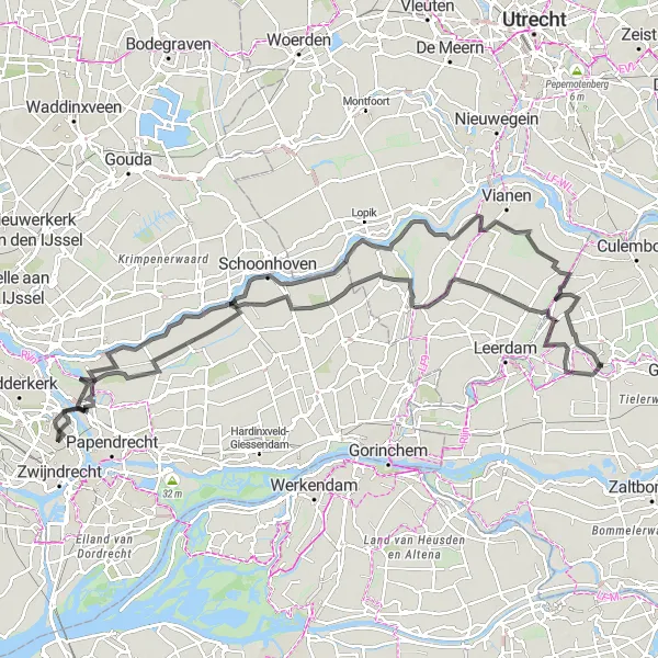 Map miniature of "Countryside Charm and River Views" cycling inspiration in Gelderland, Netherlands. Generated by Tarmacs.app cycling route planner