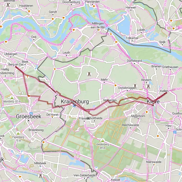 Miniatuurkaart van de fietsinspiratie "Avontuurlijk Gravel Fietsen in de Natuur" in Gelderland, Netherlands. Gemaakt door de Tarmacs.app fietsrouteplanner