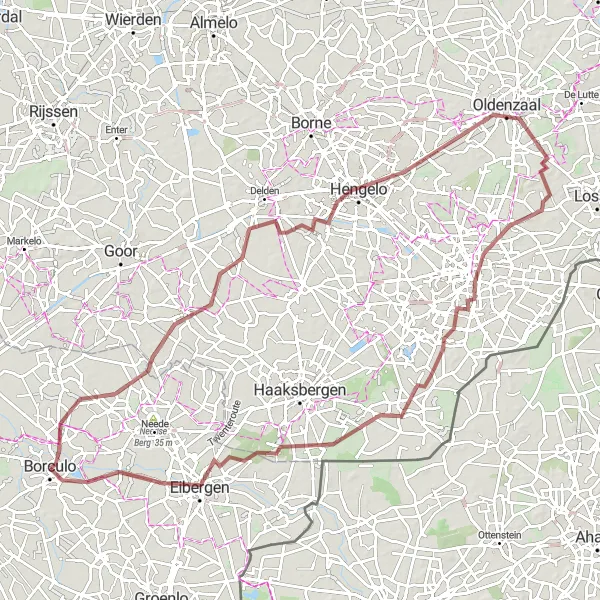 Map miniature of "The Nature Explorer" cycling inspiration in Gelderland, Netherlands. Generated by Tarmacs.app cycling route planner