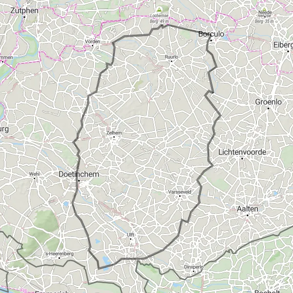 Map miniature of "Cycling through Rural Gems" cycling inspiration in Gelderland, Netherlands. Generated by Tarmacs.app cycling route planner