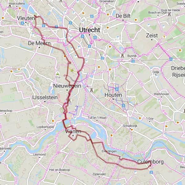 Map miniature of "River Lek Loop" cycling inspiration in Gelderland, Netherlands. Generated by Tarmacs.app cycling route planner