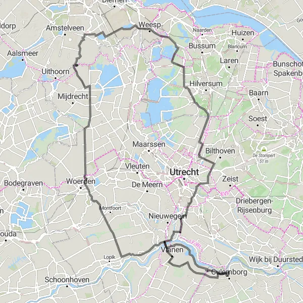 Miniatuurkaart van de fietsinspiratie "Rondje Groene Hart" in Gelderland, Netherlands. Gemaakt door de Tarmacs.app fietsrouteplanner