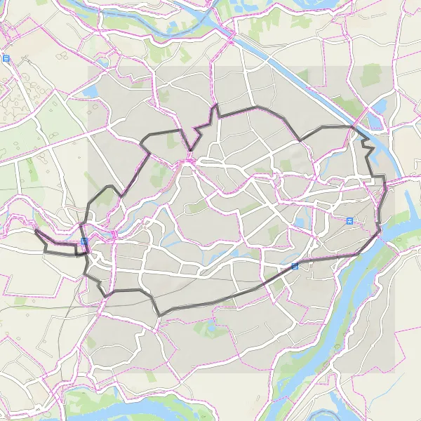 Miniatuurkaart van de fietsinspiratie "Historische Steden en Rivierlandschappen" in Gelderland, Netherlands. Gemaakt door de Tarmacs.app fietsrouteplanner