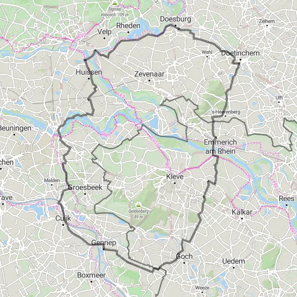 Map miniature of "The Ultimate Road Trip" cycling inspiration in Gelderland, Netherlands. Generated by Tarmacs.app cycling route planner