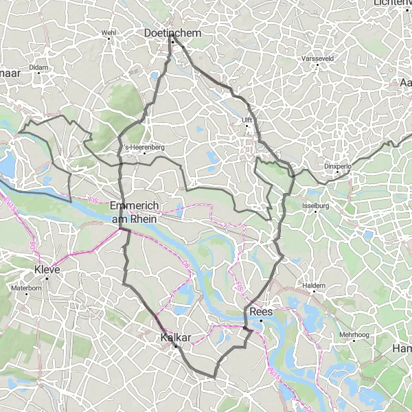 Miniatuurkaart van de fietsinspiratie "Wegroute vanuit Doetinchem naar Borghees" in Gelderland, Netherlands. Gemaakt door de Tarmacs.app fietsrouteplanner