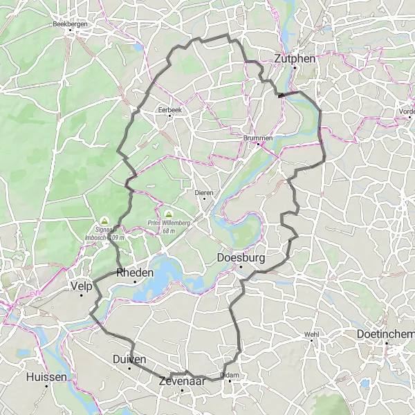 Map miniature of "Gelderland Countryside Tour" cycling inspiration in Gelderland, Netherlands. Generated by Tarmacs.app cycling route planner