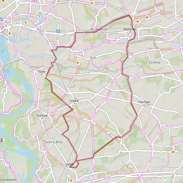 Map miniature of "Bathmen Explorer" cycling inspiration in Gelderland, Netherlands. Generated by Tarmacs.app cycling route planner
