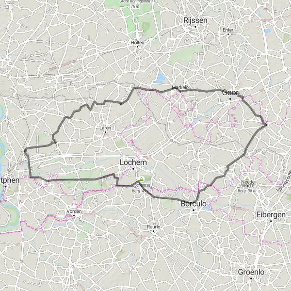 Miniatuurkaart van de fietsinspiratie "Rondje om Eefde" in Gelderland, Netherlands. Gemaakt door de Tarmacs.app fietsrouteplanner